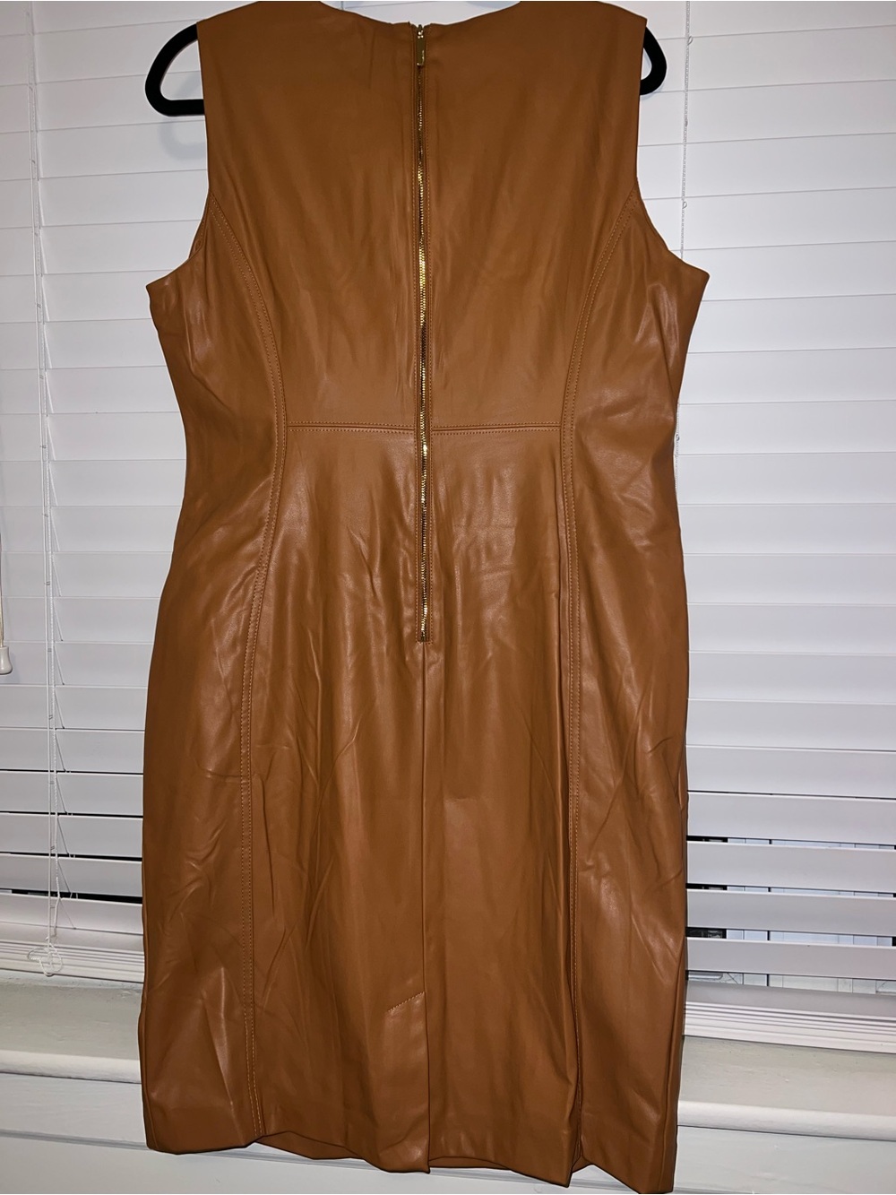 Calvin Klein Tan Faux Leather Sheath Dress - Picture 4 of 4